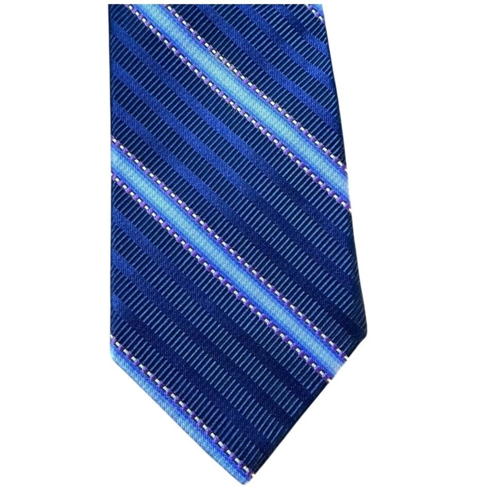 Hickey Freeman Blue Striped Silk Tie Woven in England Classic Necktie